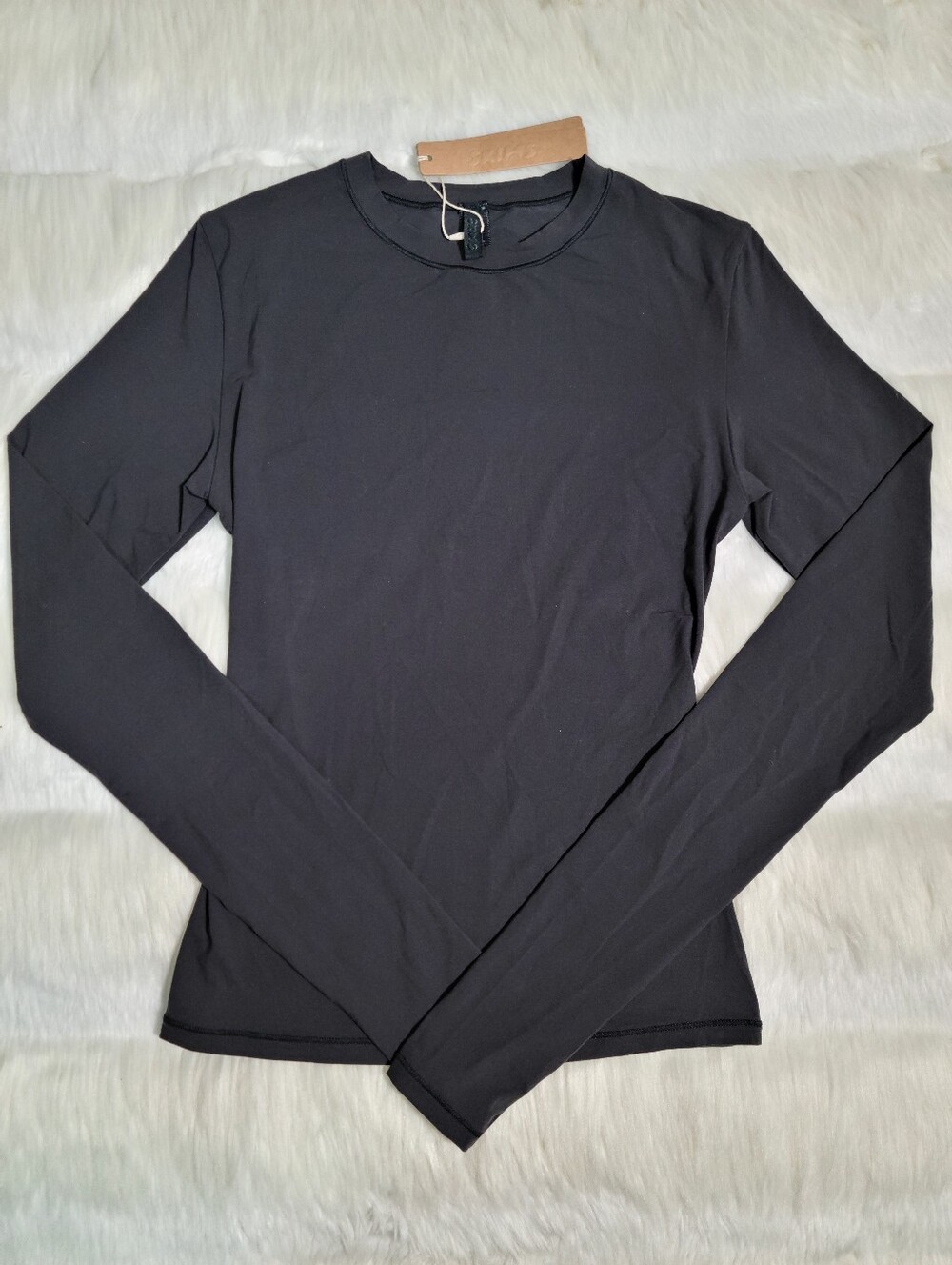 SKIMS Fits Everybody Long Sleeve Top T-shirt Black Onyx Women XS NEW